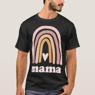 Cute Rainbow Boho Mama Minimal Pocket Heart Mother T-Shirt