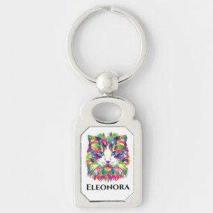 Cute Rainbow Cat Head Personalized Keychain