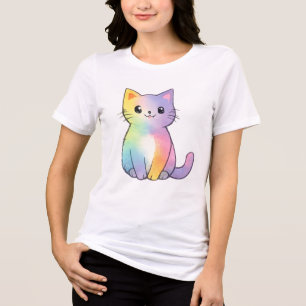 Cute Rainbow Cat Tri-Blend Shirt