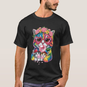 Cute Rainbow Cats Bubblegum with Sunglasses Funny T-Shirt