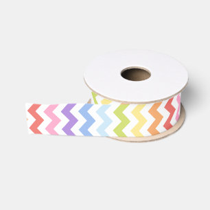 Cute Rainbow Chevron Print Grosgrain Ribbon