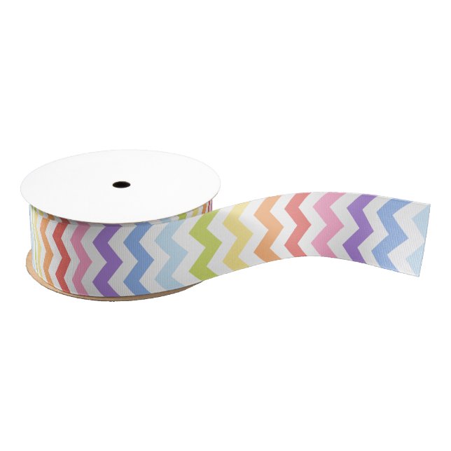 Cute Rainbow Chevron Print Grosgrain Ribbon (Spool)