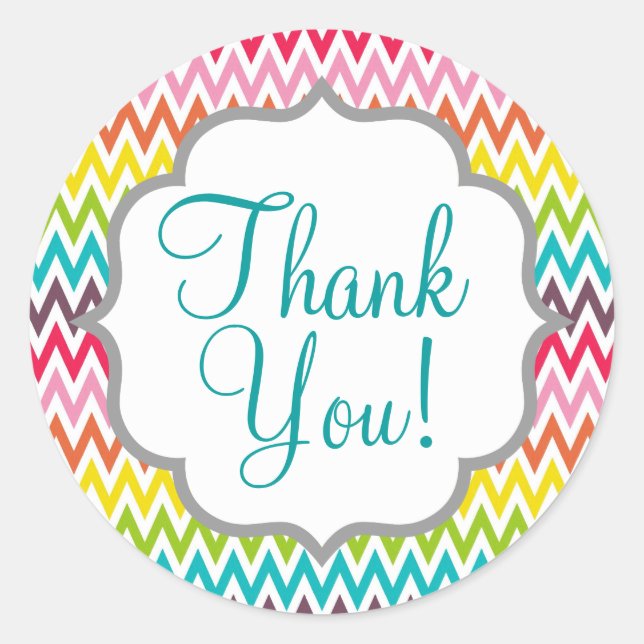 Cute Rainbow Chevron Stripes Classic Round Sticker (Front)