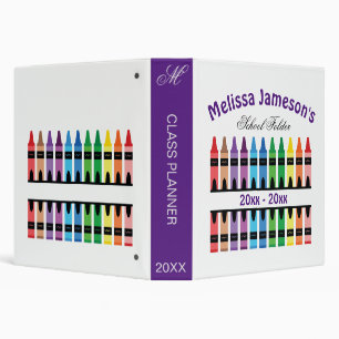 Cute Rainbow Classroom Back to School Crayon Binder