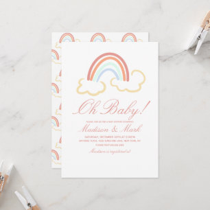 Cute Rainbow Cloud Doodle Baby Shower  Invitation