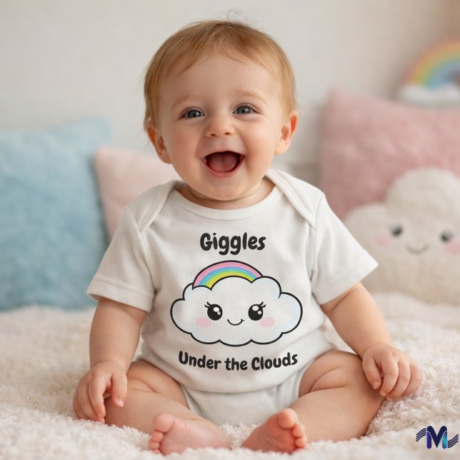Cute Rainbow Cloud Kawaii Baby Illustration Bodysuit (Creator Uploaded)