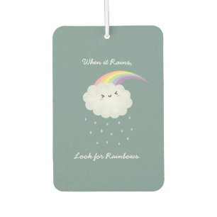 Cute Rainbow Cloud Rain Inspirational Quote Saying Air Freshener