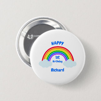 Cute Rainbow Clouds 1st Birthday 2 Inch Round Button