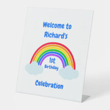 Cute Rainbow Clouds 1st Birthday