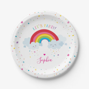 CUTE RAINBOW CLOUDS kids bright colours picture Paper Plate