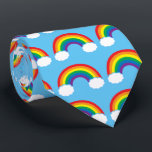 Cute Rainbow Clouds Sky Blue Bright Pattern Tie<br><div class="desc">A beautiful rainbow with light blue clouds with white in the center. I love the red, orange, yellow, green, blue and purple colors all together on this cool LGBT tie.</div>