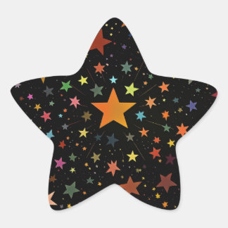 Cute Rainbow Coloured Stars Galaxy Black Backgroun Star Sticker