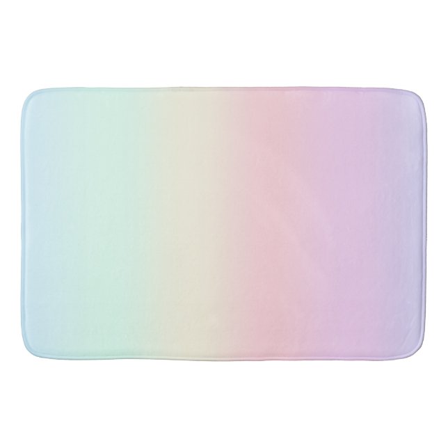 Cute Rainbow colourful gradient Watercolor pastel Bath Mat (Front)
