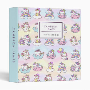 Cute rainbow colours kawaii unicorns Pattern Binder