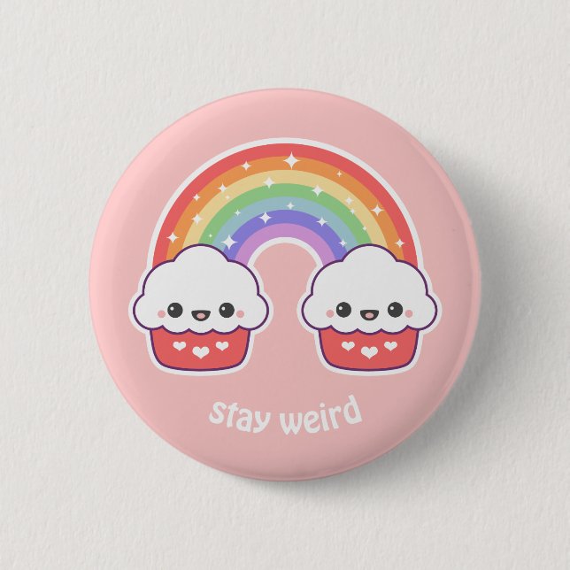 Cute Rainbow Cupcakes 2 Inch Round Button (Front)