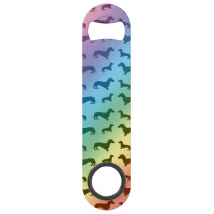 Cute rainbow dachshund pattern speed bottle opener