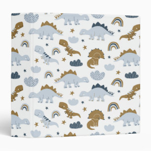 Cute Rainbow Dinosaur Pattern Binder