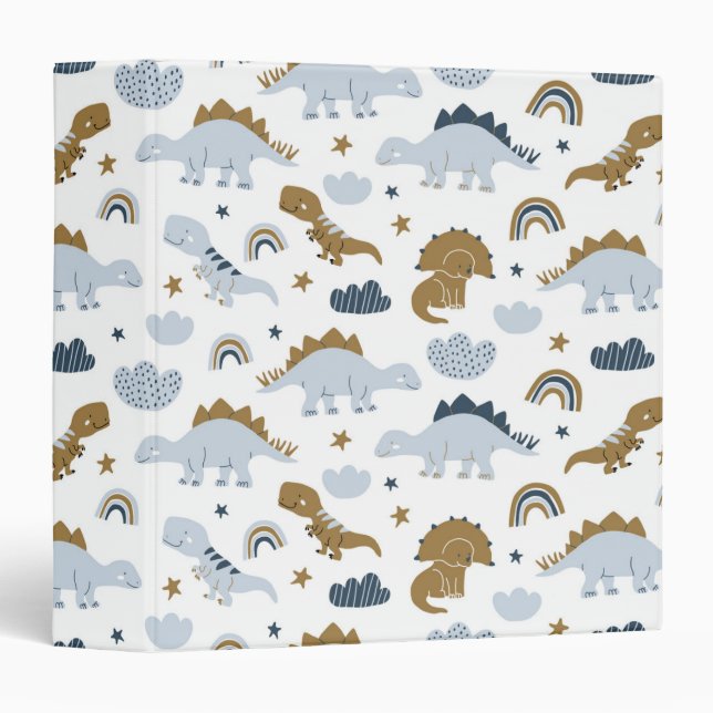 Cute Rainbow Dinosaur Pattern Binder (Front/Spine)