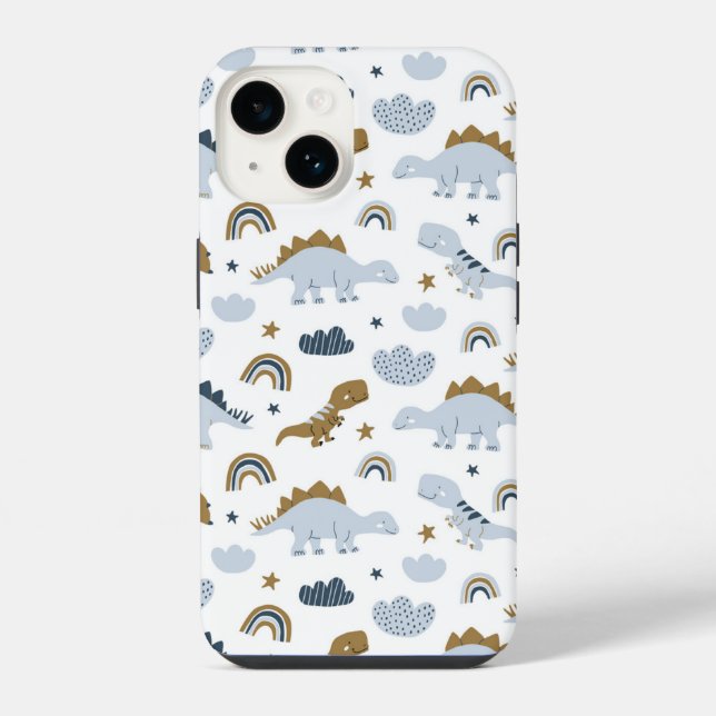 Cute Rainbow Dinosaur Pattern iPhone Case (Back)