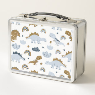 Cute Rainbow Dinosaur Pattern Metal Lunch Box