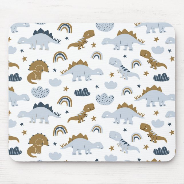 Cute Rainbow Dinosaur Pattern Mouse Pad (Front)