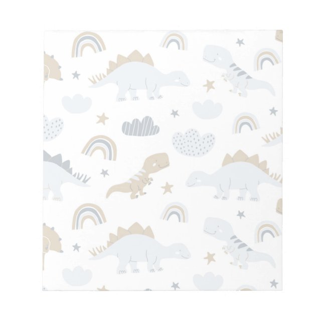 Cute Rainbow Dinosaur Pattern Notepad (Front)