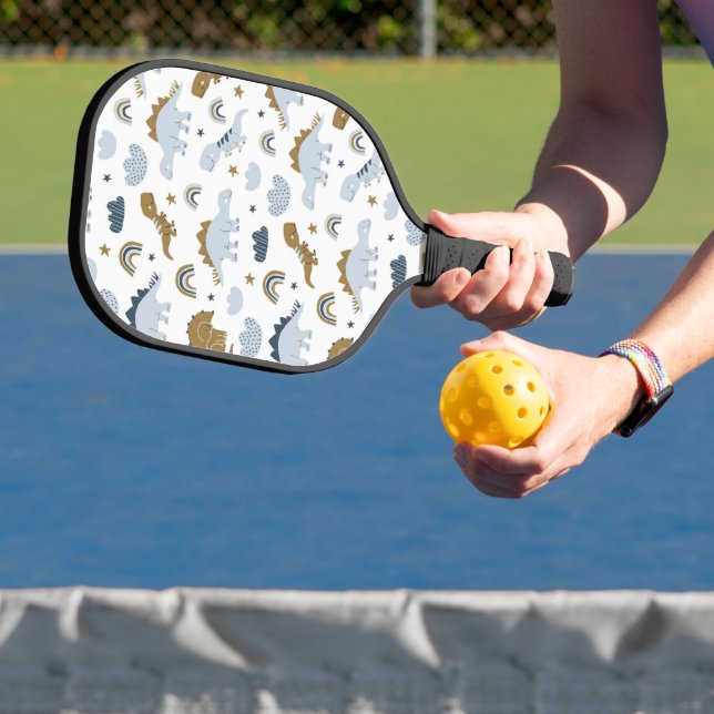 Cute Rainbow Dinosaur Pattern Pickleball Paddle (Insitu)
