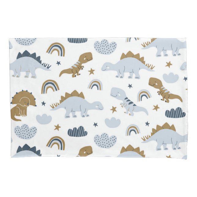 Cute Rainbow Dinosaur Pattern Pillowcase (Front)