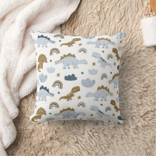 Cute Rainbow Dinosaur Pattern Throw Pillow