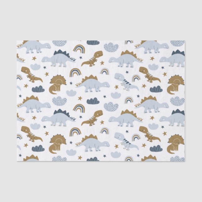 Cute Rainbow Dinosaur Pattern Tissue Paper (Front)