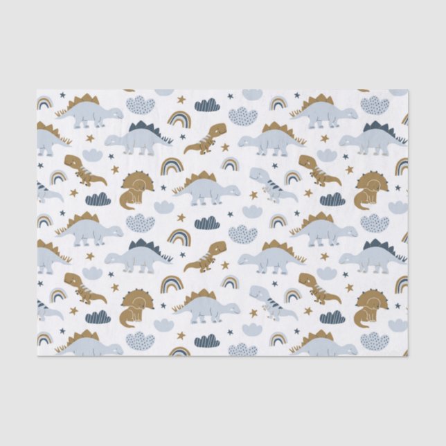 Cute Rainbow Dinosaur Pattern Tissue Paper (Front)