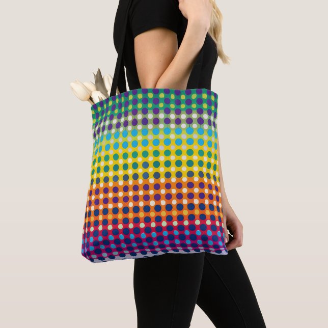 Cute Rainbow Dot Pattern Tote Bag (Close Up)