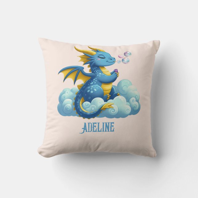 Cute/Rainbow/Dragon/Whimsical  Throw Pillow (Front)