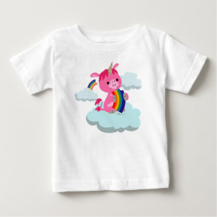 Cute Rainbow-Eating Cartoon Unicorn Baby T-Shirt
