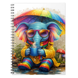 Cute Rainbow Elephant Spiral Notebook