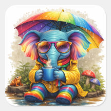 Cute Rainbow Elephant Sticker – Cozy Kawaii