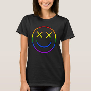 Cute Rainbow Face Gay Lgbtq Pride Month Supporter T-Shirt