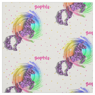 Cute Rainbow Fantasy Unicorn Personalized Print Fabric