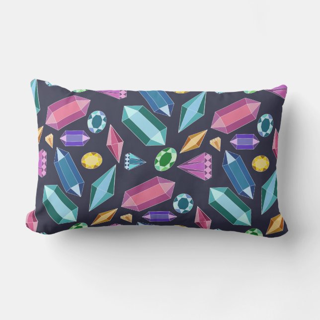 Cute Rainbow Gemstones Lumbar Pillow (Front)
