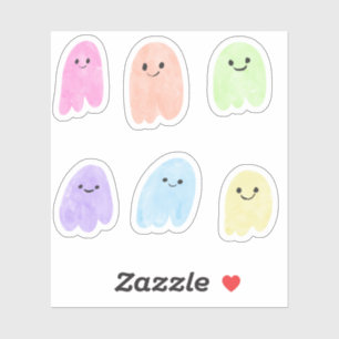 Cute Rainbow Ghosts Watercolor Pastel Halloween