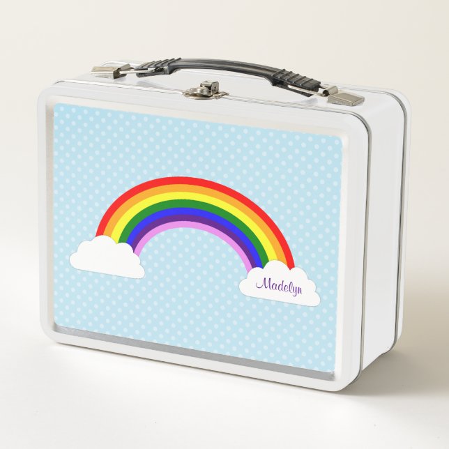 Cute Rainbow Girls Personalized Metal Lunch Box (Front)