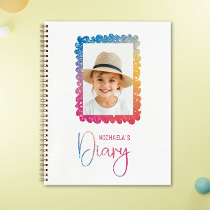 Cute Rainbow Glitter Girl Photo Frame Diary Notebook