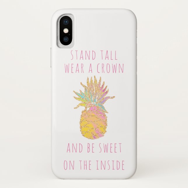 Cute Rainbow & Gold Pineapple Be a Pineapple Case-Mate iPhone Case (Back)