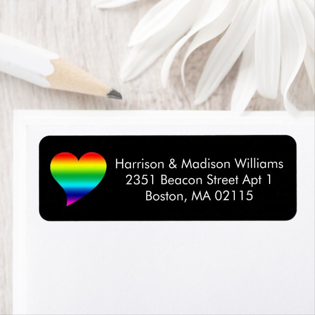 Cute rainbow gradient pride heart black Address (Insitu)