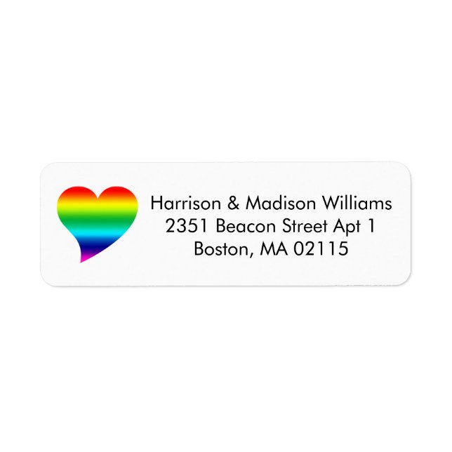 Cute rainbow gradient pride heart Return Address (Front)