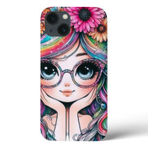 Cute Rainbow Hair Chibi Girl  Phone Case