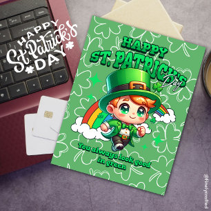 Cute Rainbow Happy St. Patrick's Day Celtic  Holiday Postcard