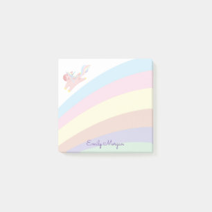 cute rainbow happy unicorn monogram post-it notes