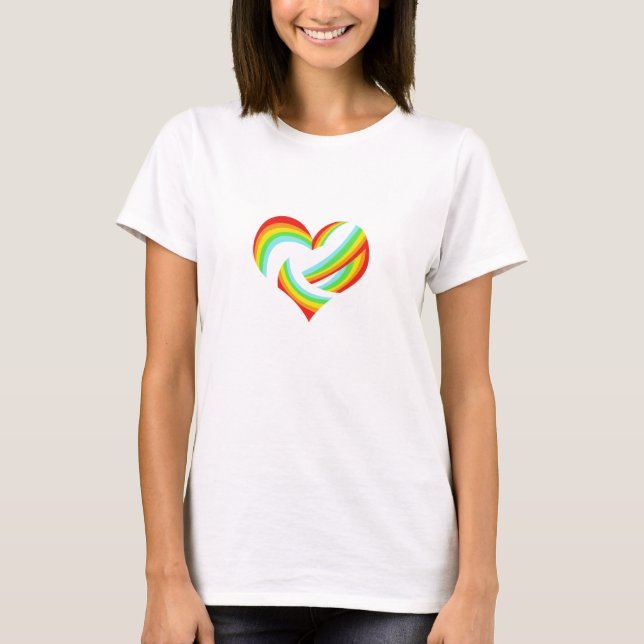Cute Rainbow Heart Design T-Shirt (Front)