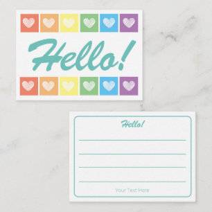 Cute Rainbow Heart Hello Lined Mini Card